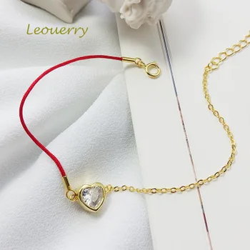 

Leouerry 925 Sterling Silver Lucky Red String Zircon Bracelet Fashion Gold Plated Red Rope Bracelet for Women Wild Jewelry