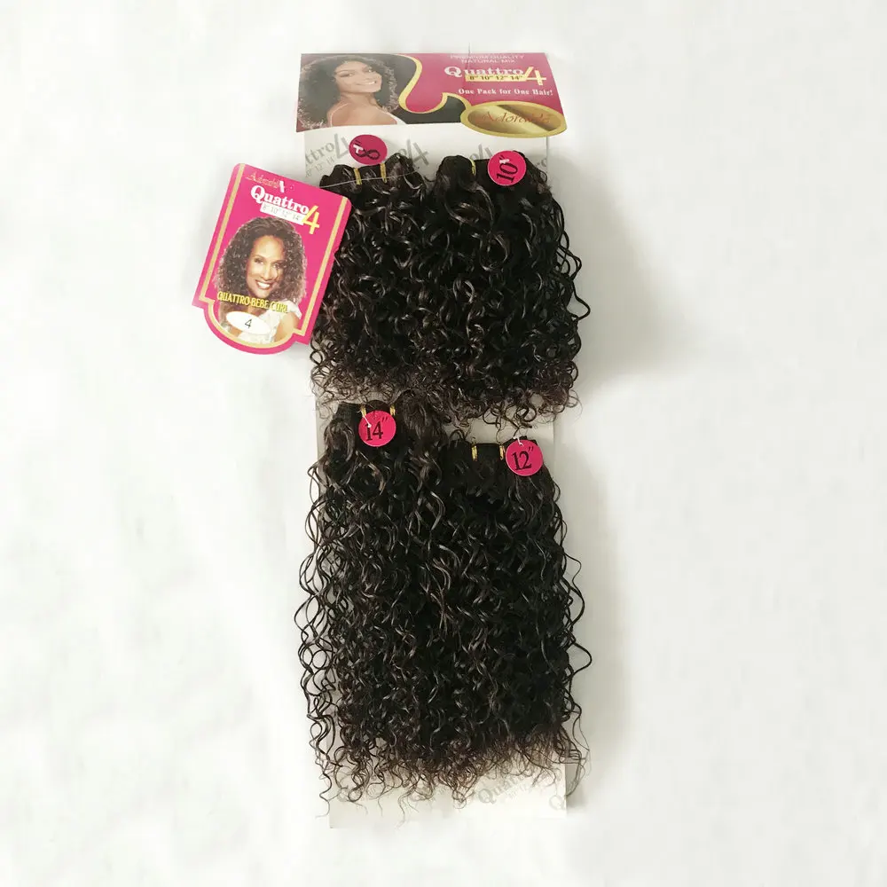 Resistente ao Calor de Alta o Cabelo Sintético Encaracolado Kinky Adorável Tece Pacotes - Lote Fibra Temperatura Quattro Bebe Onda Pces 4 1 pacotes lote fibra resistente ao calor de alta temperatura