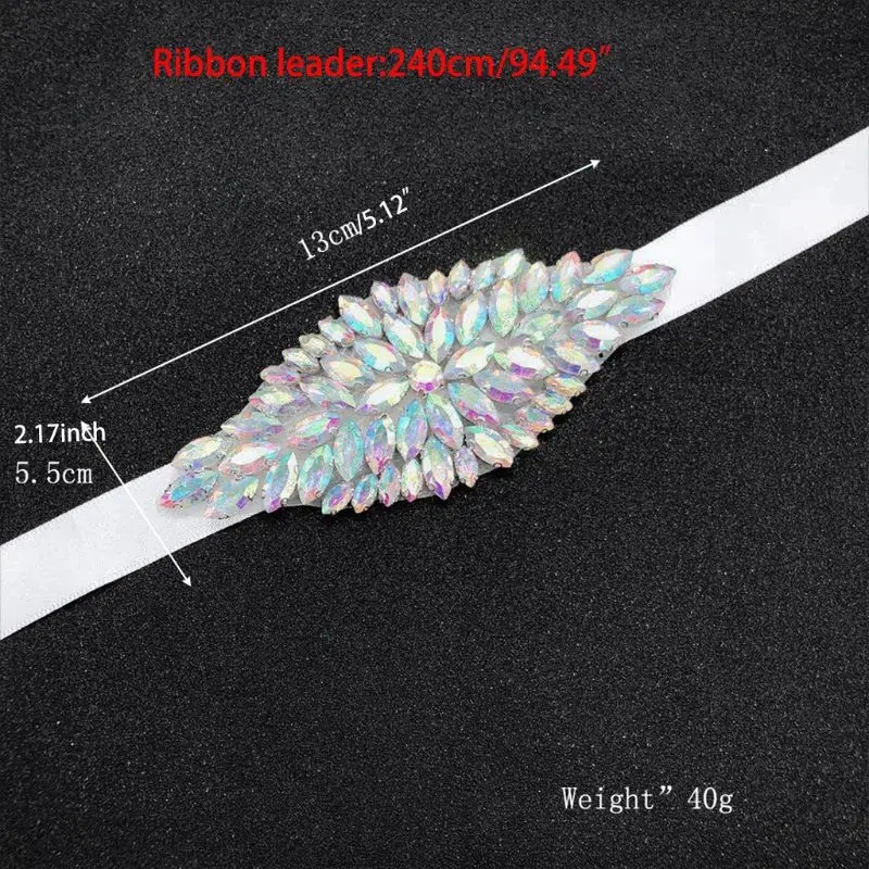 Womens Bridal Fashion Silver Big Rhinestone Leaves Applique Waist Belt Wedding Runway Show Decorative Jewelry Wide Ribbon Sashes