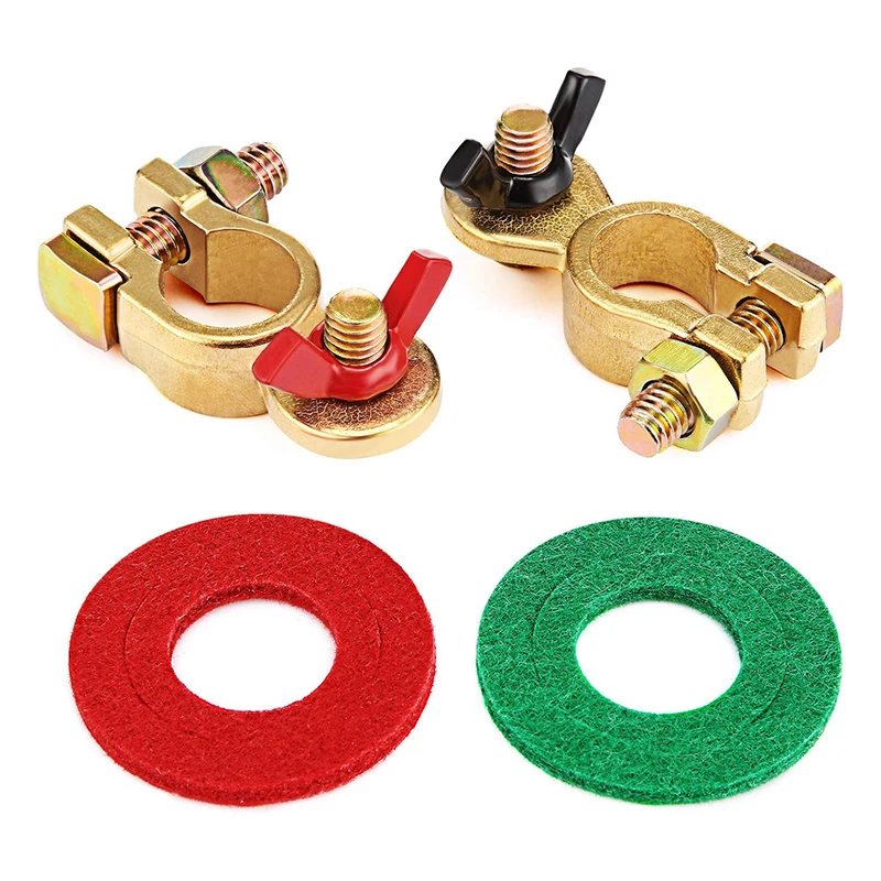 

2PCS Pure Bronze Auto Car Boat Marine Thickened Battery Terminal Connectors Kit with Anti-Corrosion Protect Gaskets
