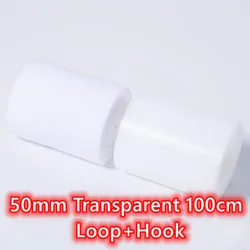 Super Thin Black & White Baby Soft Adhesive Tape for Kids - Hoop and Hook Fastener Sewing Accessories (50mmTransparen100cm)