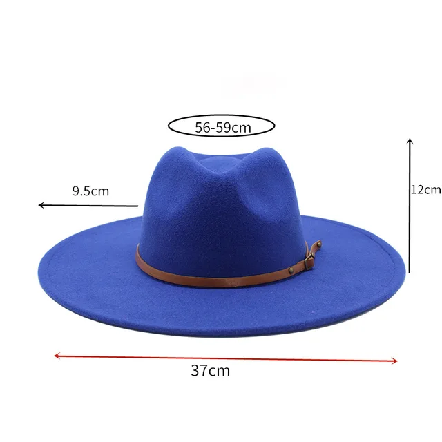 Quality Big edge wool Fedora Hat Women Men Imitation Wool Felt Hats with Metal Chain Decor Panama Fedoras Chapeau Sombrero 2