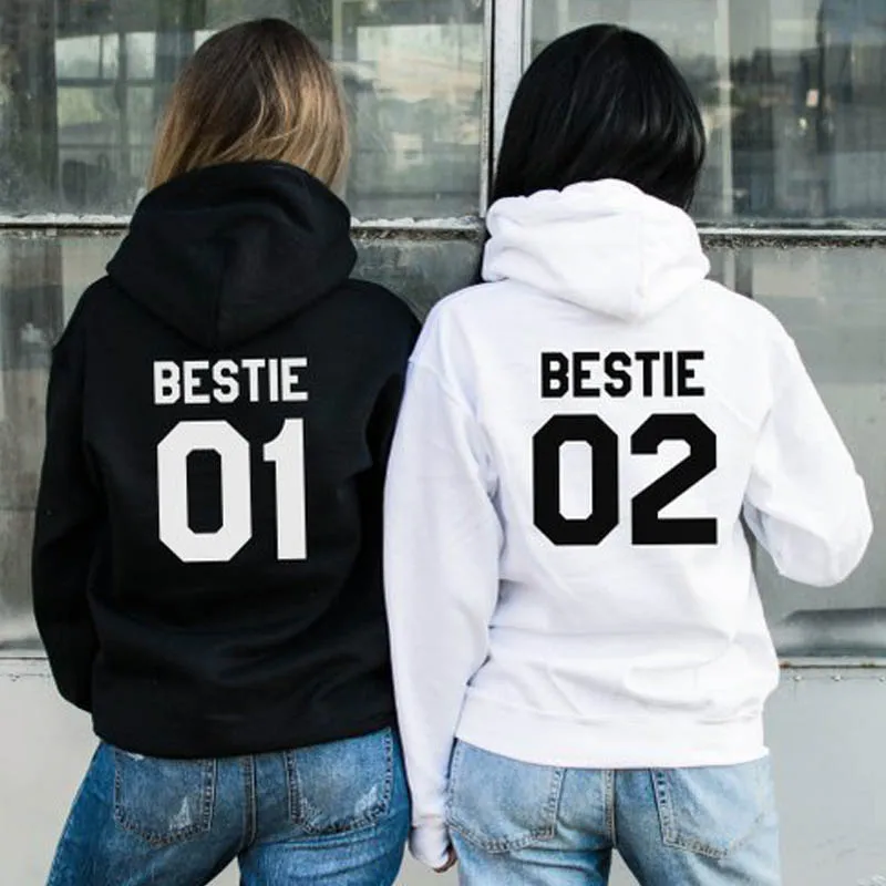 Женская толстовка с надписью Best Friend повседневный свитшот круглым вырезом и