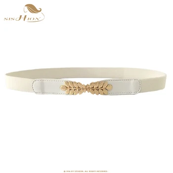

SISHION Fashion Alloy leaf Thin Cummerbunds Elastic Belt QY0353 Women Waistband For Dress Jeans Skirt Simple Cummerbund