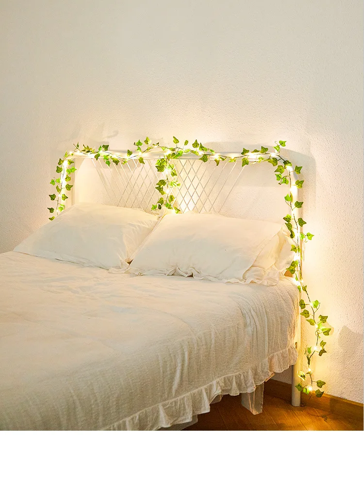 Solar Ivy String Lights LED Outdoor Artificial Vine Lights Garland Fairy String Plant Lamp New Maple Leaf Green Rattan String solar deck lights