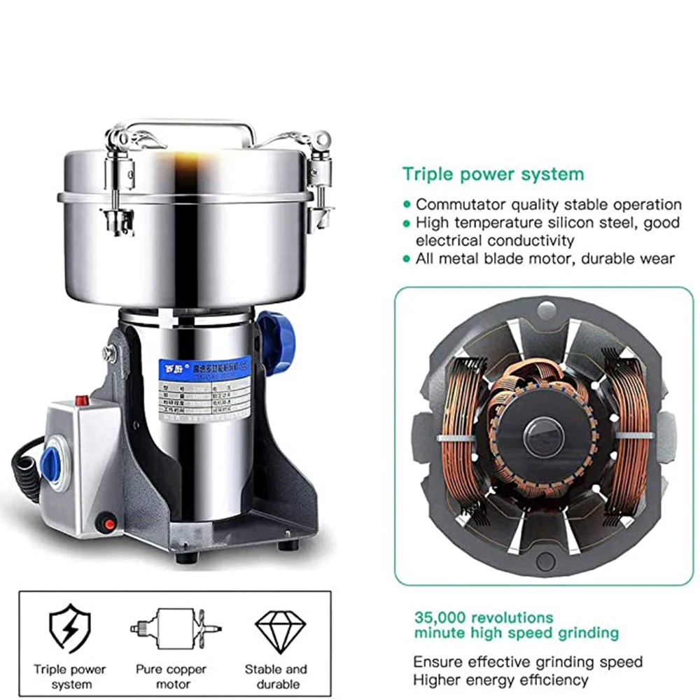 2000g Grains Spices Hebals Grinder Electric Coffee Grinder Coffee Dry Food Grinder Spice Mill Grain Mill Food Crusher 2