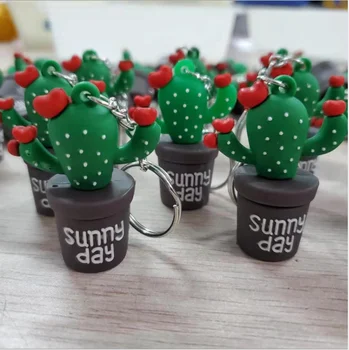 

Simulation Green Plant Potted Keychain Silicone Succulent Cactus Key Chain Couple Bag Pendant