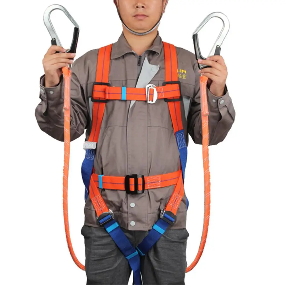 Fall Protection 5 Points Adjustable Full Body Safety Harness With Double Hooks