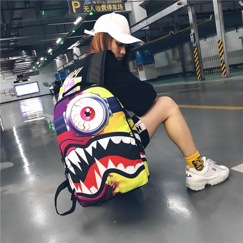 

Male Graffiti Backpack Printing Student Bag Large Capacity Waterproof Computer Bag Personality Wacky Men Bag Mochila
