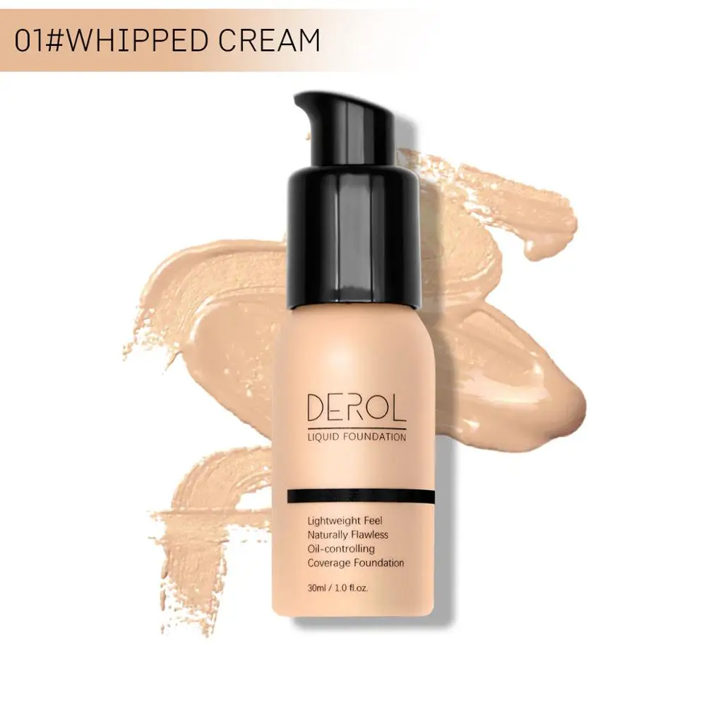 DEROL Brand Base Face Liquid Foundation Cream Full Coverage Concealer Oil-control Easy to Wear Soft Makeup | Красота и здоровье