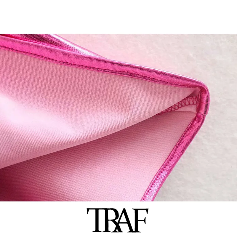 TRAF, женские винтажные сексуальные однотонный короткий топ, майки, модные, v-образный вырез, открытая спина, эластичные, на тонких бретелях, вечерние рубашки, блузы, шикарные топы