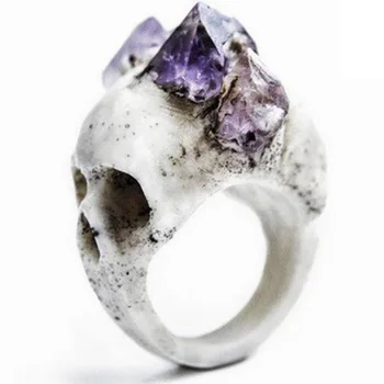 

GTQ Women Rings Punk Natural Stone Crystal Taro Silver Rings Bohemian Fashion Party Jewelry Accessories Size 6 7 8 9 10