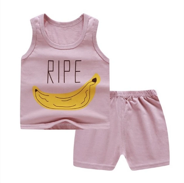 Summer Children Boy Suit Children 2 Short Sleeve T-Shirt + Shorts Suit Baby Girl Cotton T-Shirt Baby Cheap Clothes 0-4 Years Old clothes set color	 Clothing Sets