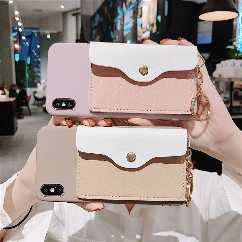 

for iphone 6s 7 8plus x xr 11pro max card coin purse mobile phone soft shell female fashion mobile phone case