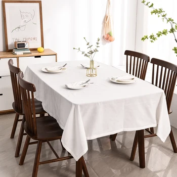 White Tablecloth Rectangular Party Cover Cloth Tablecloth Cotton Home Dining Room Kitchen Decoration Wedding Banquet Supplies
