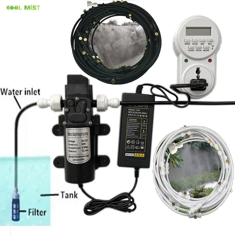 

12V electric diaphragm pump 8M-18M spray dust removal system fog nozzles low pressure atomization humidify cooling watering M032