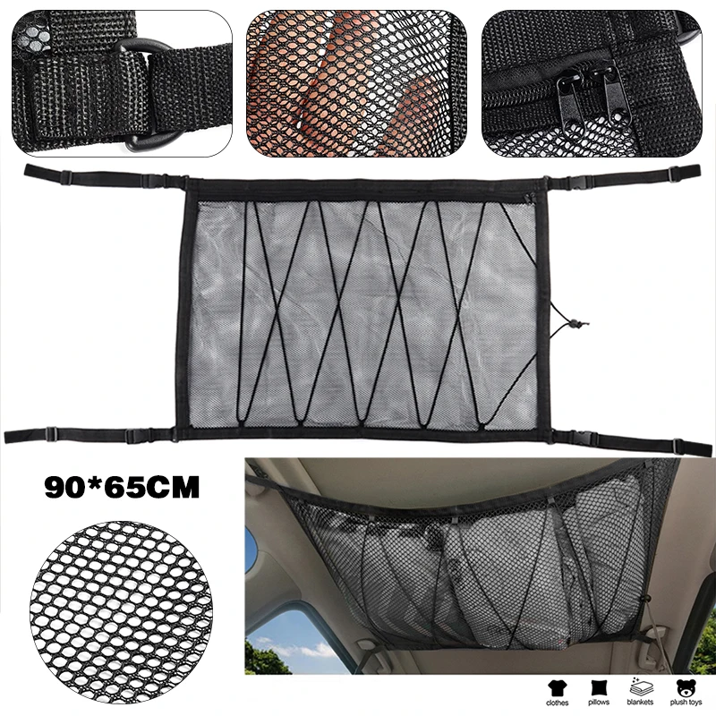 Polyester Mesh Cloth SUV for Car Car Storage Organizer Durability Mesh Storage Bag Car Ceiling Bag 
