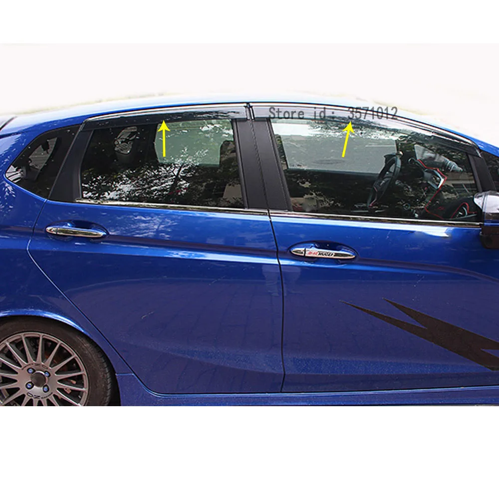 

Car Body Styling Cover Stick Lamp Plastic Window Glass Wind Visor Rain/Sun Guard Vent For Honda Fit Jazz 2014 2015 2016 2017