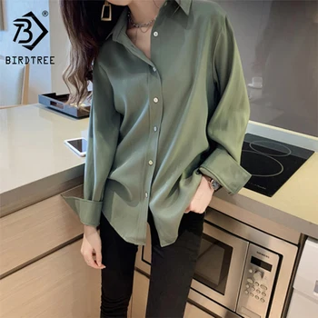 

2019 Autumn Women Female Blouse Tops Long Sleeve Turn-down Collar OL Style Women Loose Chiffon Blouses T9D432T