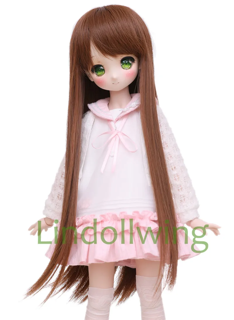 

1/3 BJD Wig Pullip Dal DD SD LUT Dollfie Doll Wig High Temperature Hair 8-9 inch Long Wig Brown Hair
