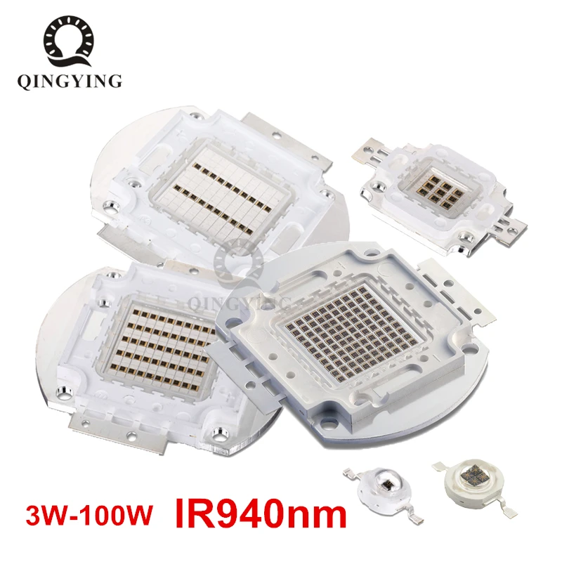 3W 10W 20W 30W 50W 100W IR 940 High Power LED Chip Infrared 940nm Integrated Light Beads For Night Vision CCTV Camera