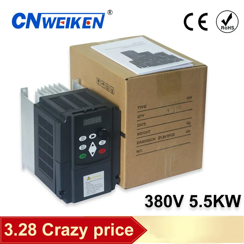 

5.5kw 3ph 380V to 3ph 380V VFD AC Frequency Inverter three Phase Input 3 Phase Output Drives Frequency Converter