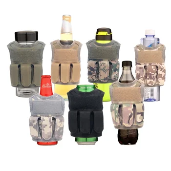 

Tactical Beer Bottle Cover Military Mini Molle Vest Personal Bottle Drink Set Adjustable Shoulder Strap City Jogging Bags