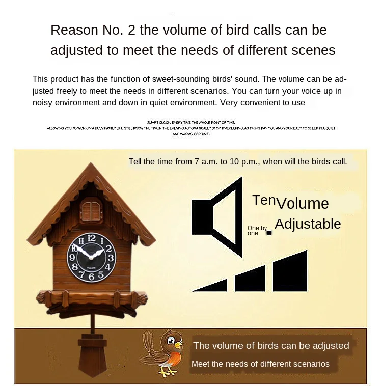 Creative Cuckoo 3D Wall Clock Living Room Cartoon Shabby Chic Clock