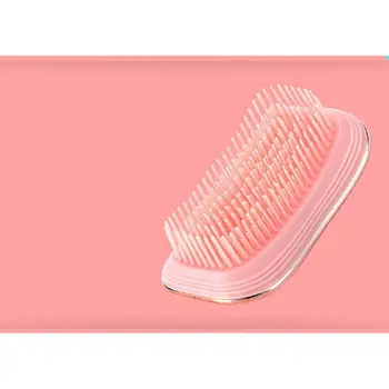 

Pink Hair Scalp Massage Comb Anti-static Detangle Hair Brush Wet Shower Electroplate Styling Comb Beauty Women Hair Styling Tool