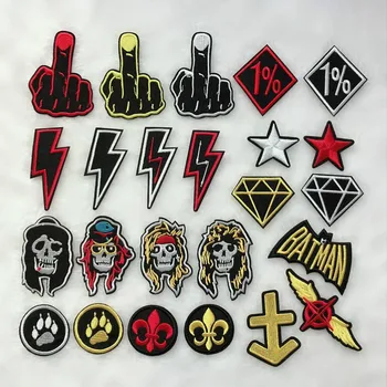 

100pcs/lot Round Gold Clothing Embroidery Patches Badge Skull Wings Decoration Sticker Garment Sewing Accessories Wholesale
