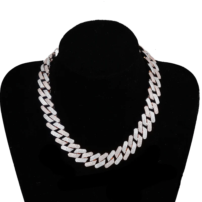 Baratos TOPGRILLZ 20mm Miami nueva caja de cierre Cadena de eslabón cubano pesado helado collar de circón gargantilla Bling joyas de Hip hop para hombres