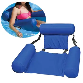 

Swimming Pool Float Lounge Outdoor Chair Safe Folding Inflatable Hammock With Backrest Double Use Entertainment Water Bed
