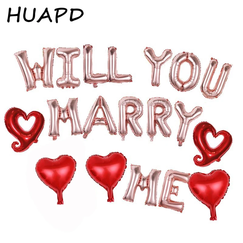 19 шт./лот будете ли вы marry me письмо кольцо с бриллиантом воздушные шары для