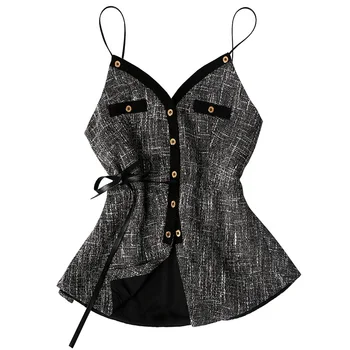 

lace up slim waist small frangance camisole women spring autumn sleeveless spaghetti strap vest tops
