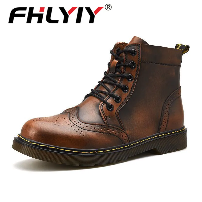Fhlyiy Brand High Quality Genuine Leather Men Boots Winter Ankle Boots
Riding Boots Outdoor Working Snow Boots Men Shoes Size 47