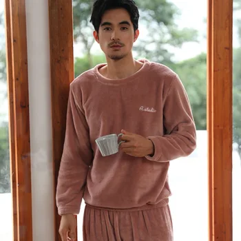 

2020 Autumn Winter Pajama Sets For Man Thick Warm Flannel Sleepwear Suit Plus Size Casual Long Sleeve Pyjamas Lounge Homewear
