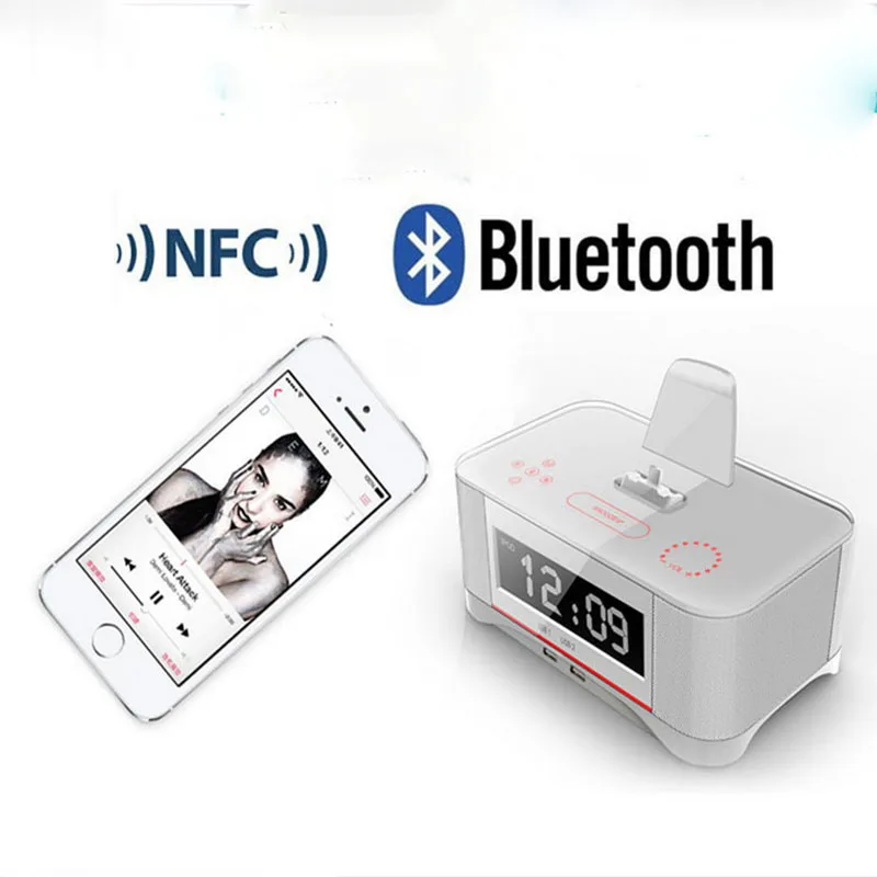 Светодиодный цифровой будильник Bluetooth динамик сабвуфер мобильный телефон небольшой беспроводной аудио прикроватные часы