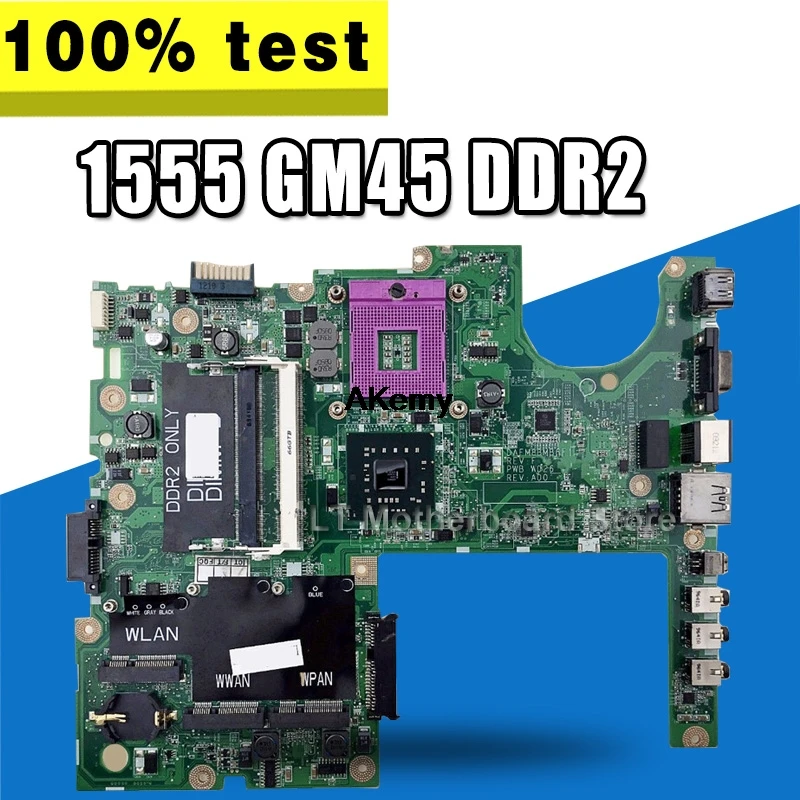 

High quality For 1555 Laptop motherboard DAFM8BMB6F1 GM45 DDR2 100% full Tested