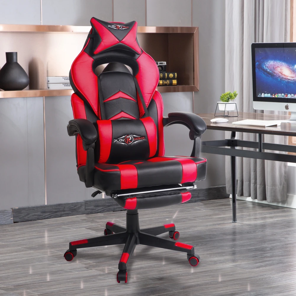 

Play HaHa. Gaming Chair Racing Style Office Chair PC chair Bigger Lumbar Cuhion Creative headrest Backrest can be tilted
