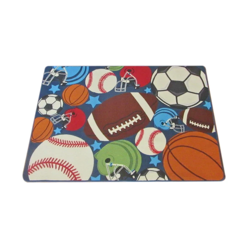 

Children'S Carpet Boy Girl Children Carpet Ball Print With Football, Basketball, Football, Tennis Bedroom Game Room
