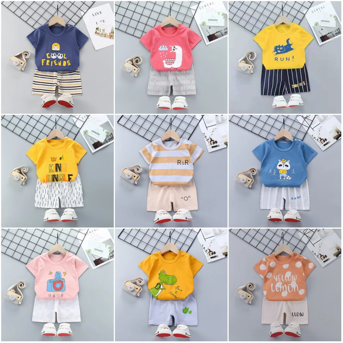 2pcs Kids Boy Clothes Sets Age 2 3 4 Summer Children Short Sleeve Tshirts+shorts Clothing Suit Infant Girl Tracksuit Newborn Set baby girl cotton clothing set