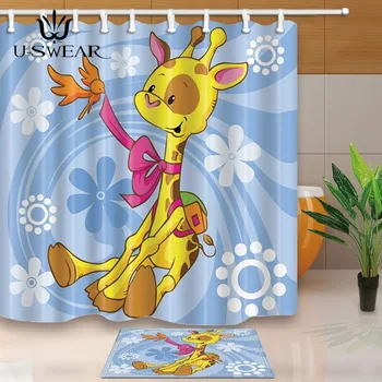 

High Quality Shower Curtain Funny Cartoon Giraffe Bath Curtain Waterproof Fabric for Bathroom Custom Made Cortina De Ducha