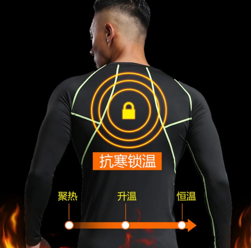fleece warm Compression INNER SUIT Underwear Set Tops & Pants Sweat Dry 3