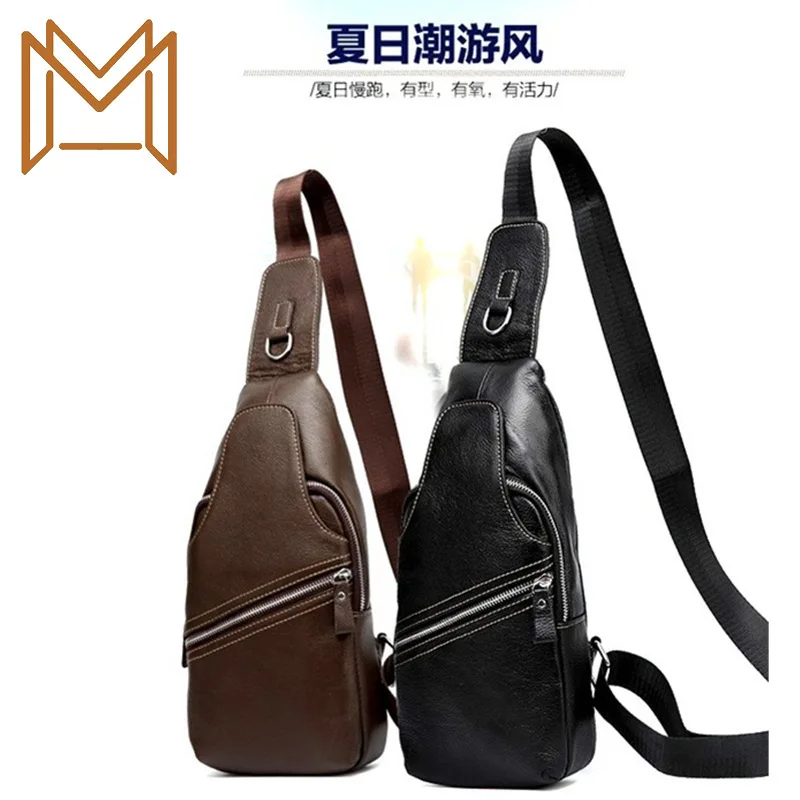 

Head Layer Cowhide Man Chest Package Genuine Leather Satchel Pocket Tide Men's Singles Shoulder Package