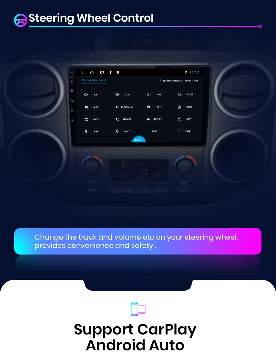 Junsun V1 Plus Car Radio For Citroen Berlingo B9 Peugeot Partner 2008 -  2019 wireless CarPlay Android Auto No 2 din 2din DVD