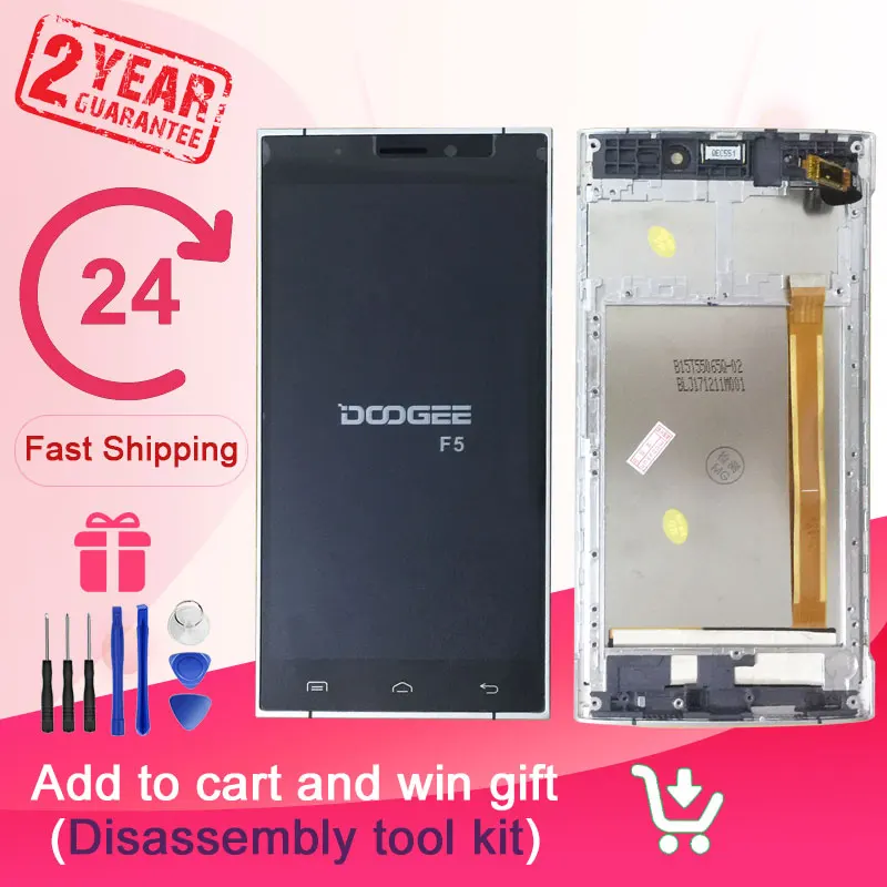 ЖК-дисплей и тачскрин в сборе для DOOGEE F5 5 дюйма 100% испытанный дигитайзер сменная