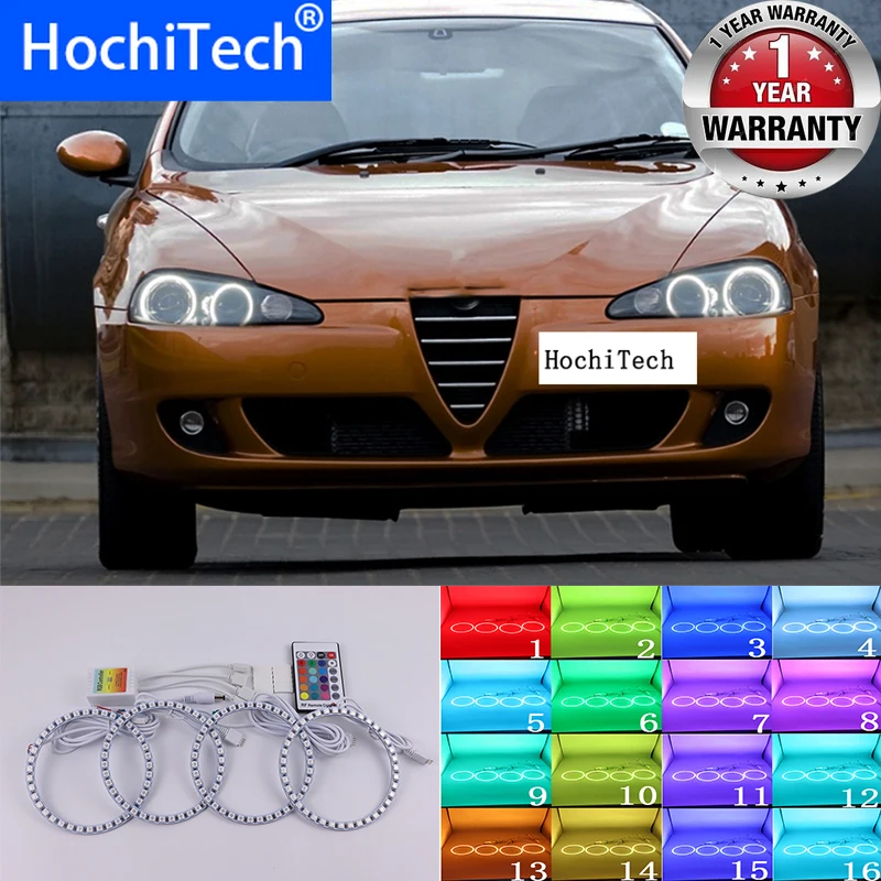 

Для Alfa Romeo 147 2005 -2010 Высокое качество Многоцветный ангельские глазки светодиодный RGB фары гало кольцо набор RF пульт дистанционного управления