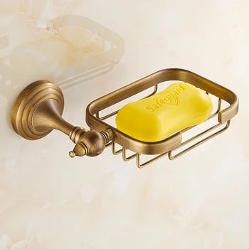 

Luxury Antique Brass Bathroom Soap Dish Solid Brass Bathroom Accessories Soap Holder Wall Mount Vintage Soap Basket