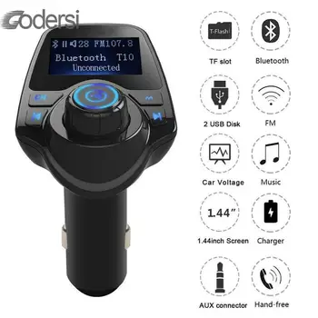 

HandsFree Car Kit Wireless Bluetooth FM Transmitter FM Modulator Radio Adapter USB Charger MP3 Music Player For iPhone Phone
