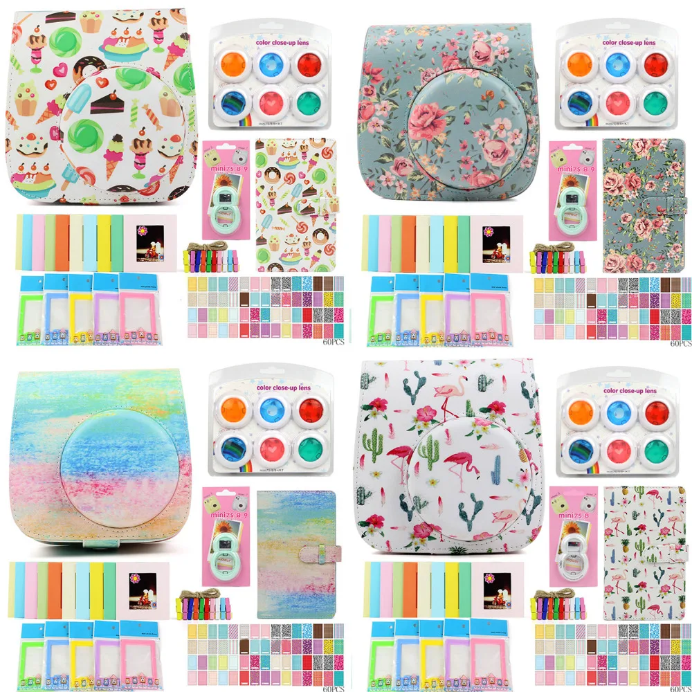 

Besegad 8 in 1 Camera Bag Lens Filter Frame Photo Album Sticker Clip Hemp Ropes For Fujifilm Fuji Instax Mini 8 8+ 9 Accessories